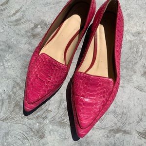 Alexandre Birman hot pink snakeskin loafers